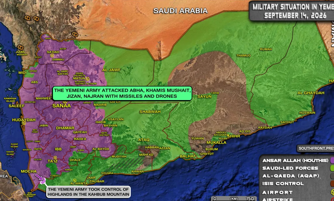Mapa de la situación de la guerra en Yemen