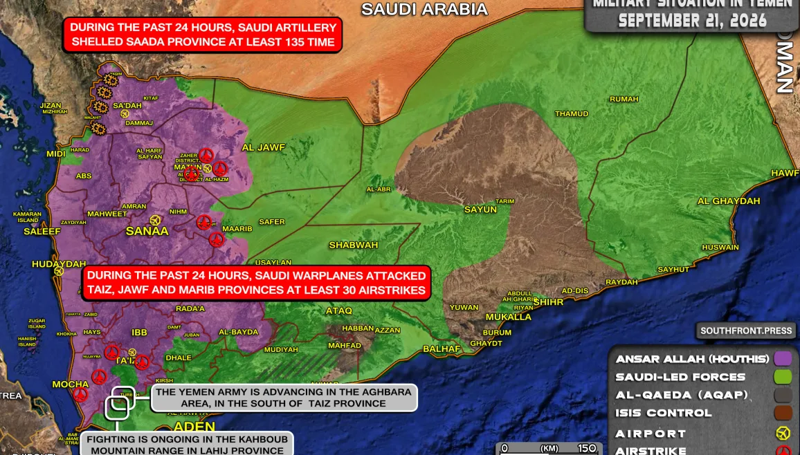 Mapa de la situación militar en Yemen