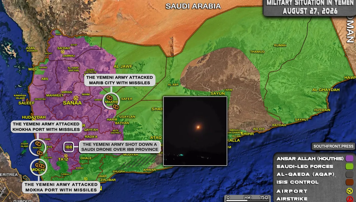 Mapa de la situación de la guerra en Yemen el 27 de agosto de 2026